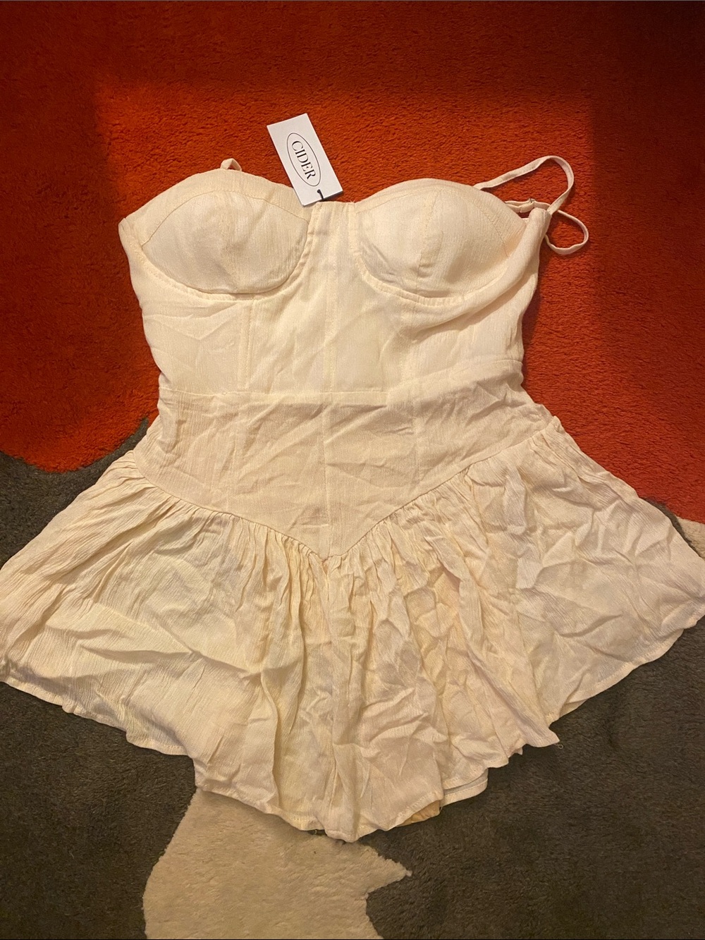 Cider Cream Strapless Bustier Skater Dress